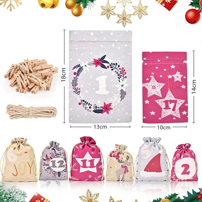 Adventskalender Stoff 24 Diy Weihnachten Segeltuch Sack