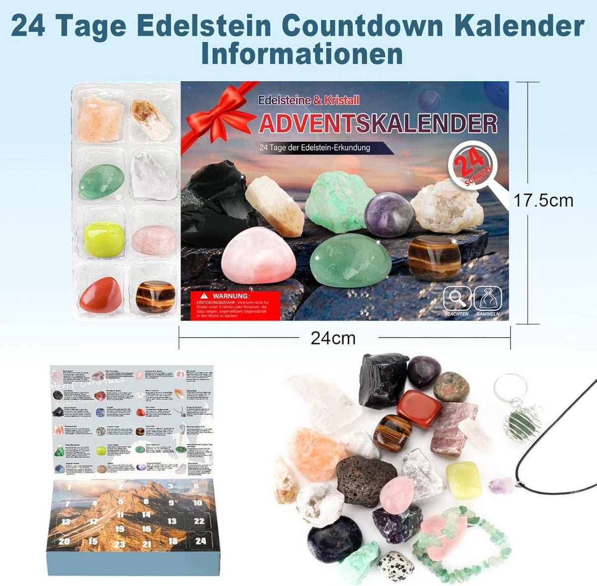 Adventskalender 2024 für Kinder mit Kristallen, Überraschungen und