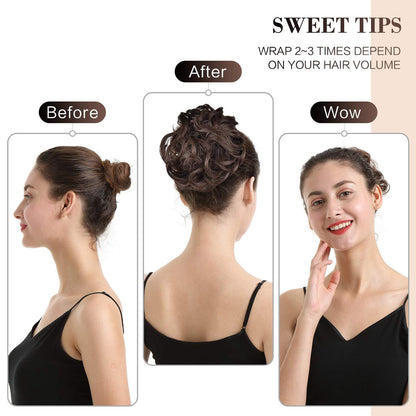 Haarteil dutt Haargummi Hochsteckfrisur Pferdeschwanz Frauen Lockig Chignon