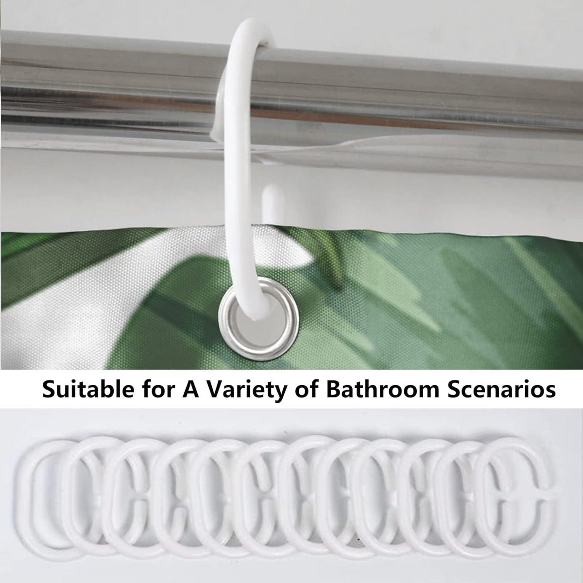 Duschvorhang 180x200 Anti-Schimmel Shower Curtain grüne Blätter Pflanzen