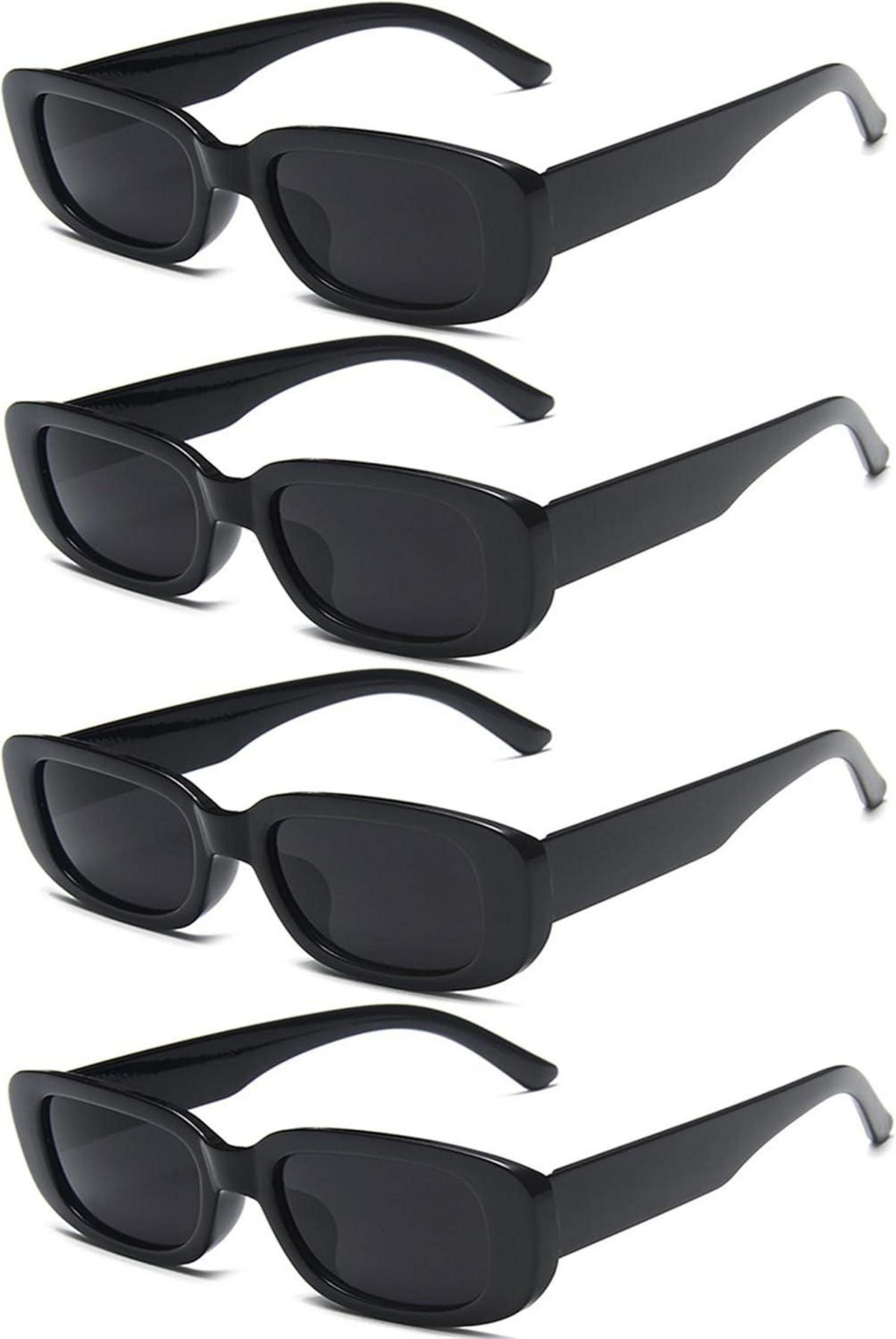 Retro Rechteckige Sonnenbrille Damen Trendy Vintage Set 4 Stück