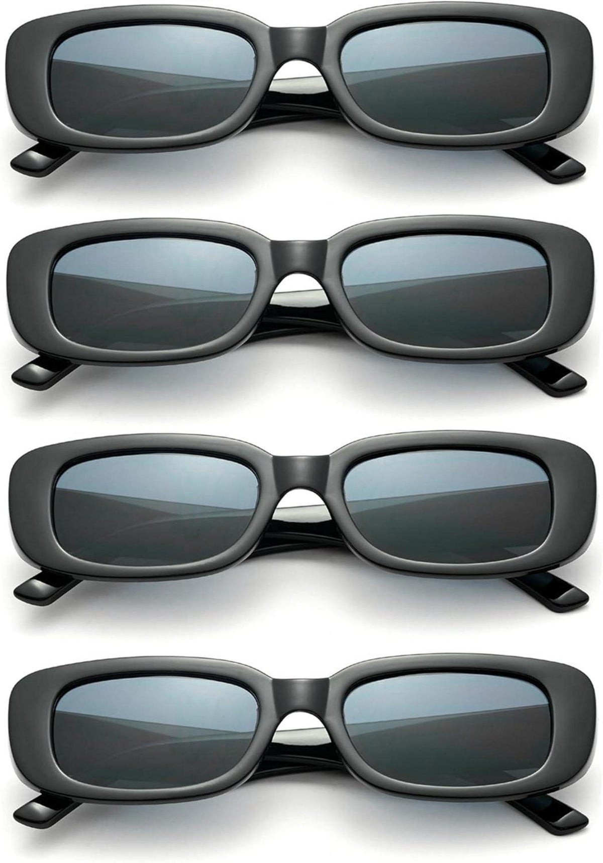 Retro Rechteckige Sonnenbrille Damen Trendy Vintage Set 4 Stück