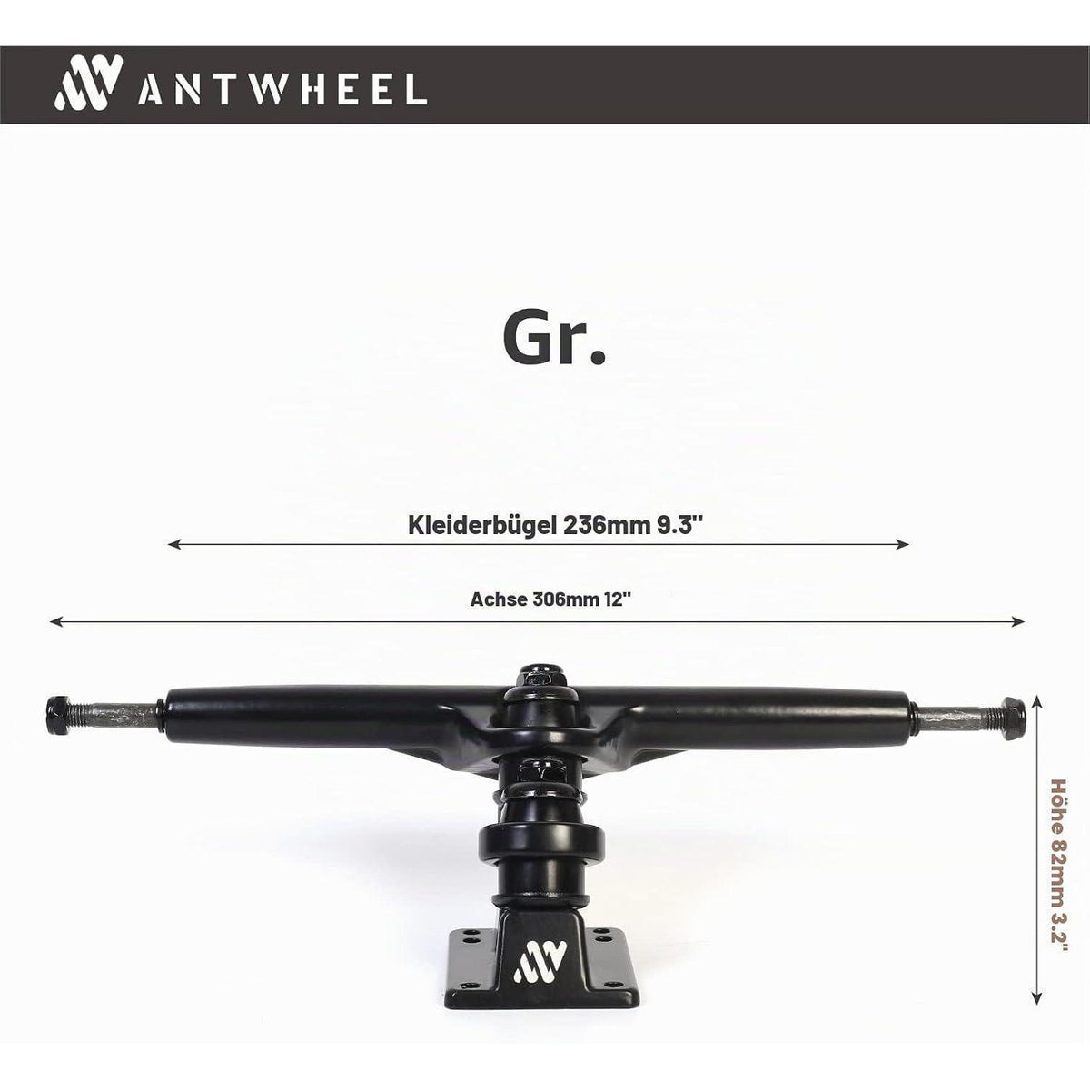 Sidewinder II Surf Skateboard – Doppel-Kingpin Trucks, Schwarz