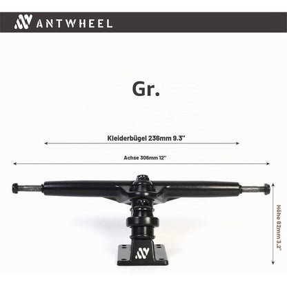 Sidewinder II Surf Skateboard – Doppel-Kingpin Trucks, Schwarz
