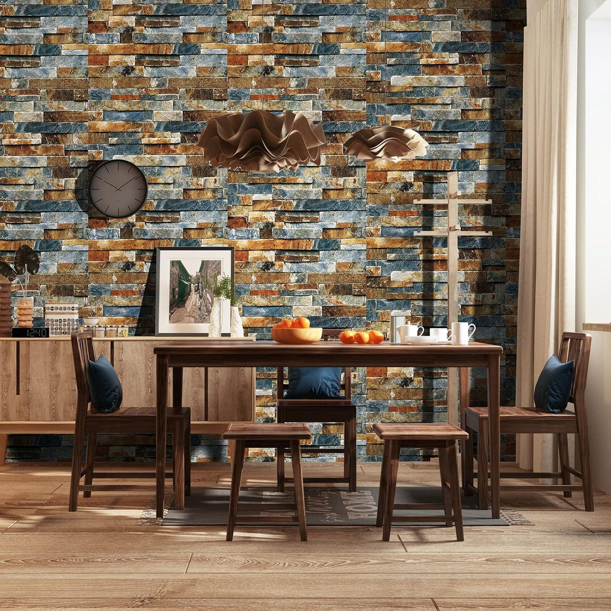 Graue Selbstklebende Tapete Ziegelstein-Look Vintage Wandaufkleber 44.5x500cm