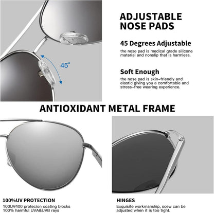 Pilotenbrille Polarisierte Sonnenbrille Metallgestell UV400 Schutz