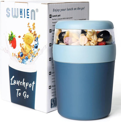 Auslaufsicherer Joghurtbecher to go mit Löffel 750ml Spülmaschinenfest