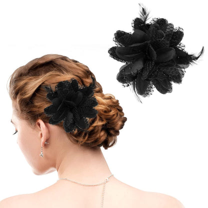 Haarclip mit Blume und Feder für Damen & Mädchen