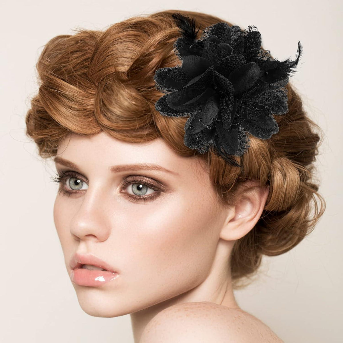 Haarclip mit Blume und Feder für Damen & Mädchen