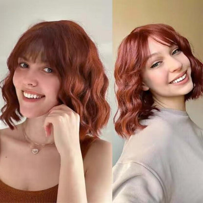 Kupferrote Bob Perücke mit Pony – Kurzhaar Perücke für Damen