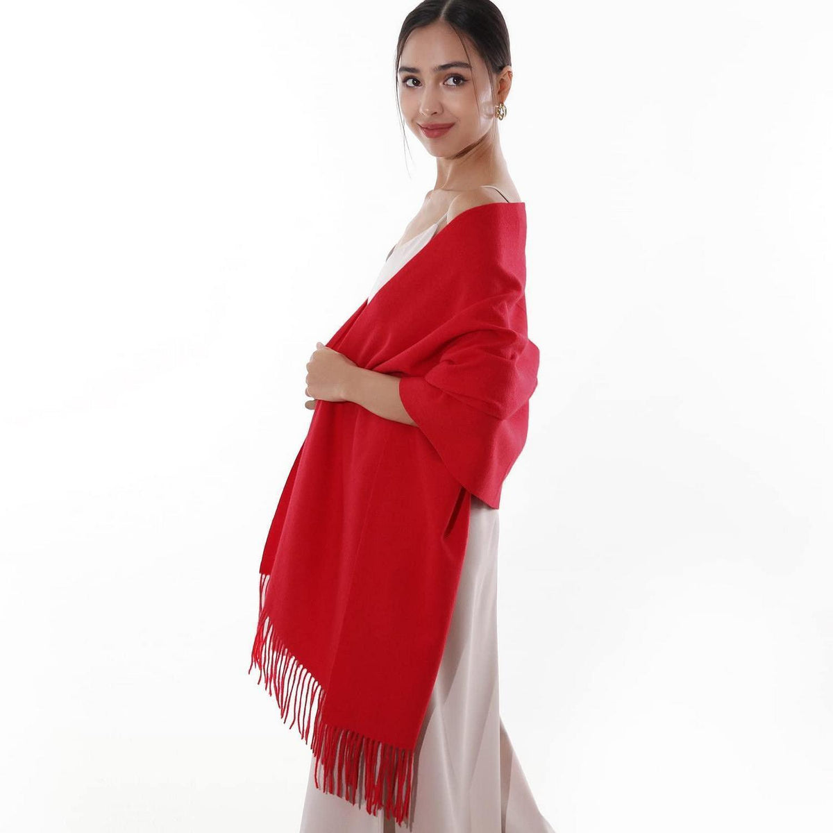 Damen Schal Festlich Rot Pashmina für Abendkleid Hochzeit