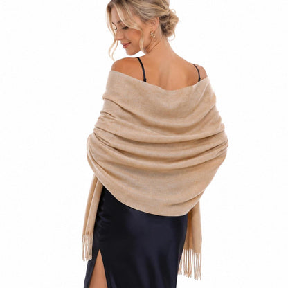 Damen Schal Festlich Pashmina Beige für Abendkleid Hochzeit