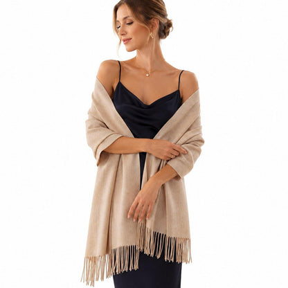 Damen Schal Festlich Pashmina Beige für Abendkleid Hochzeit