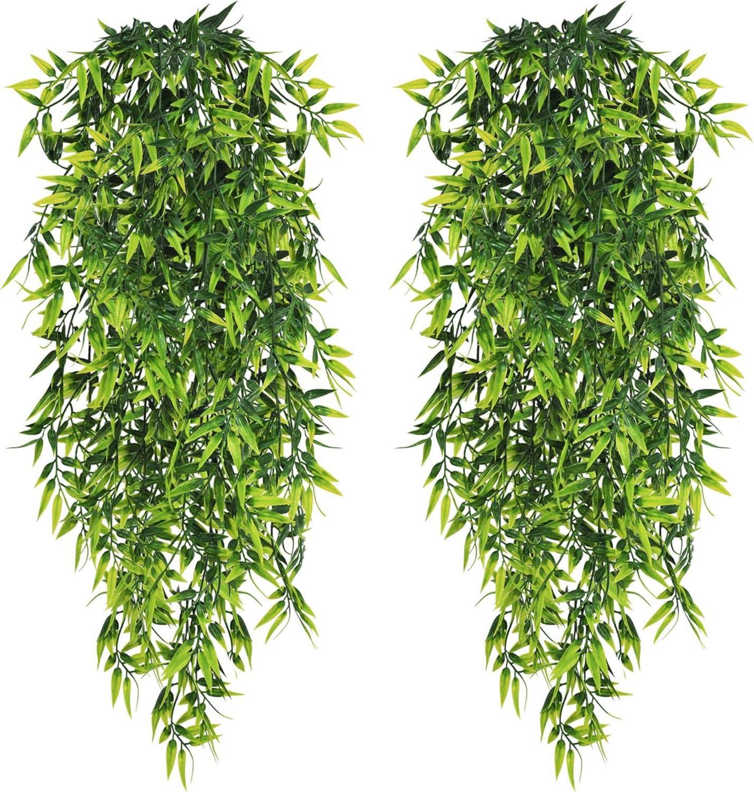 Künstliche Hängepflanze Bambus Blätter 80cm 4er Set