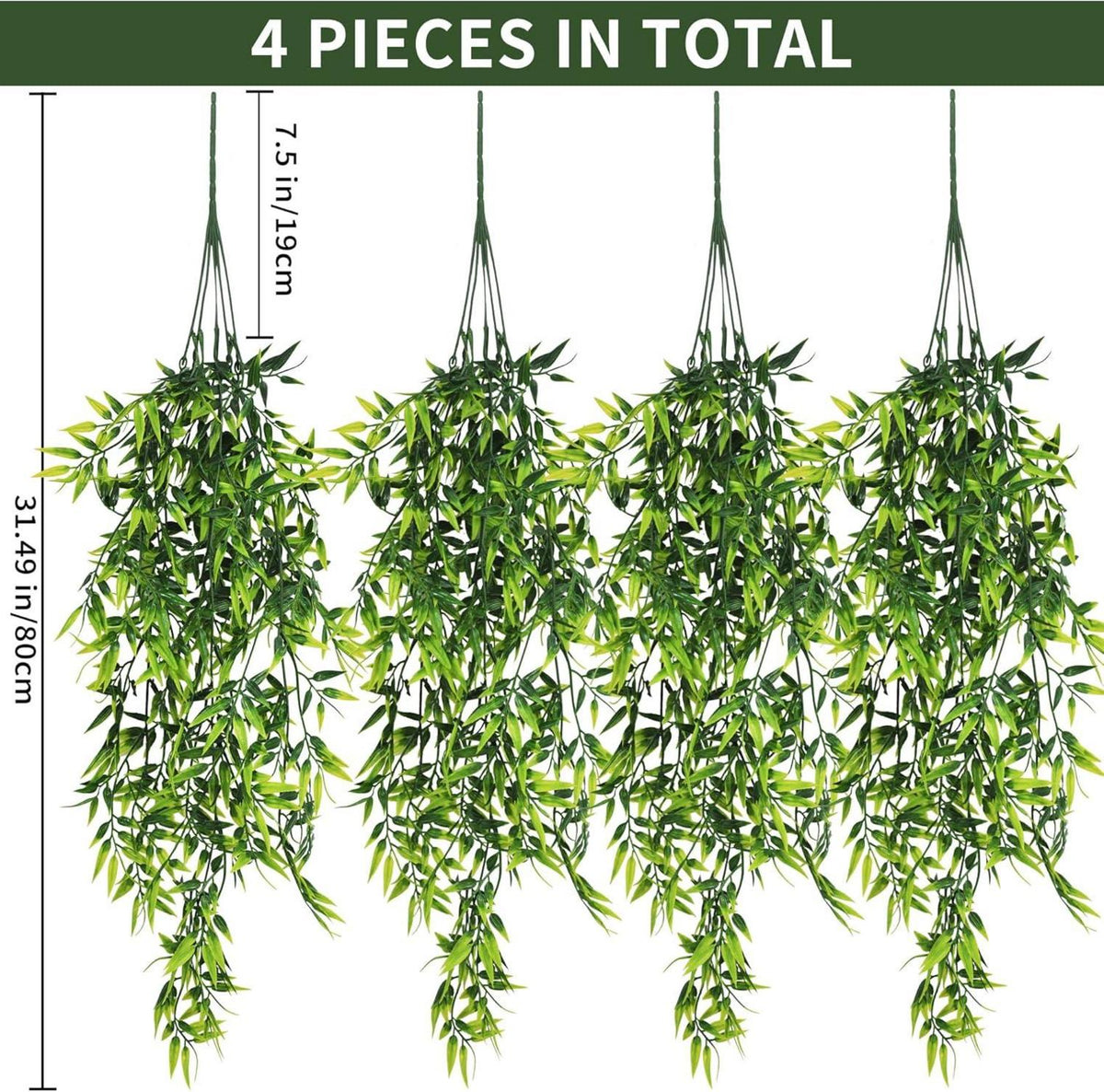 Künstliche Hängepflanzen 4er Set für Indoor Outdoor Garten