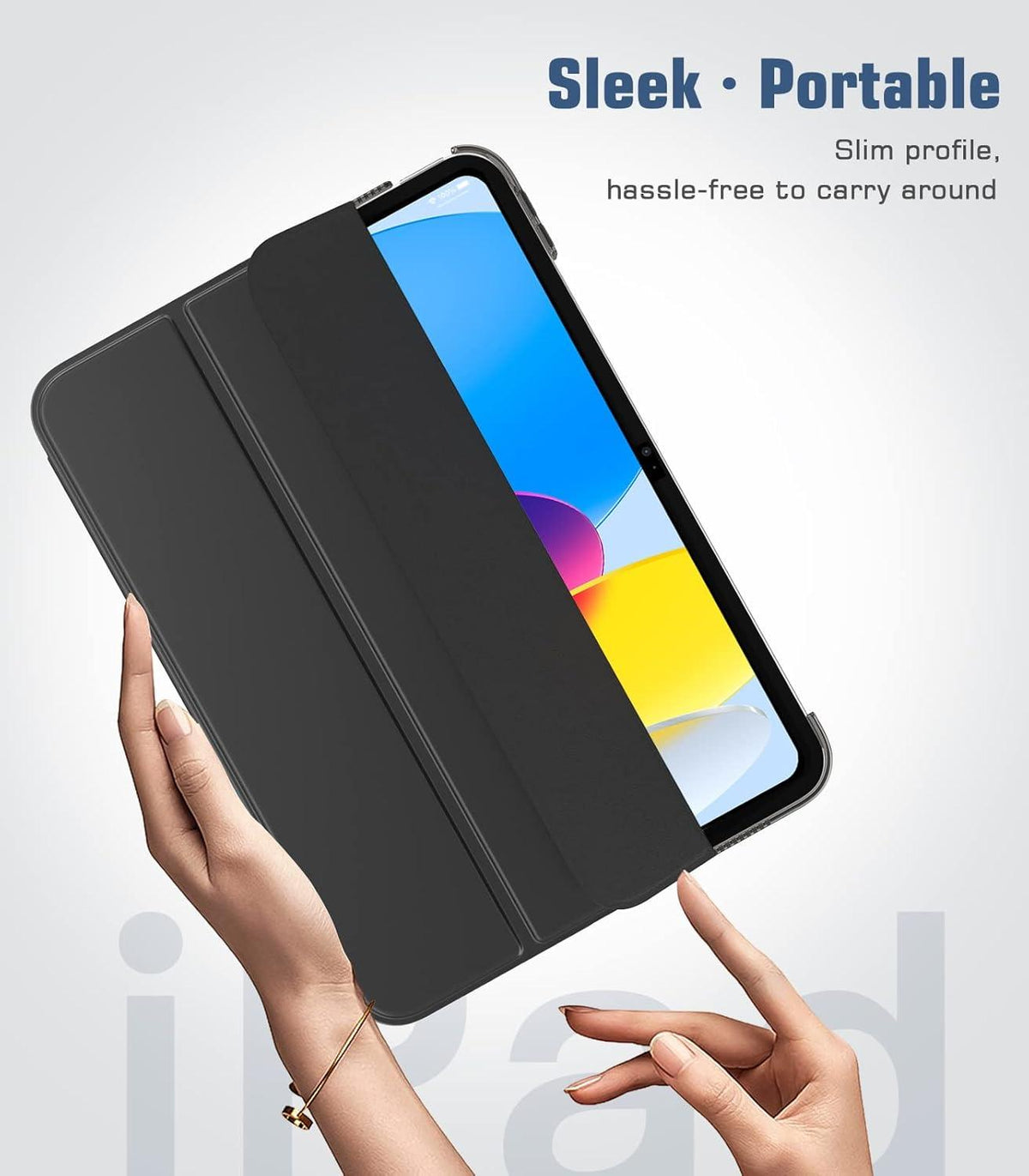 TiMOVO iPad 10.9 Hülle Schwarz Smart Case Cover 2022