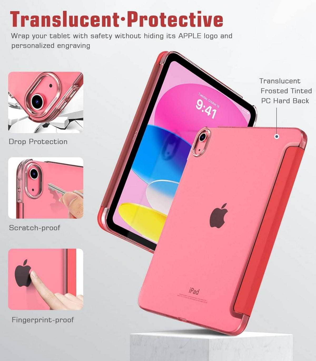iPad 10.9 Zoll Hülle Rot: Schlank Smart Case Cover