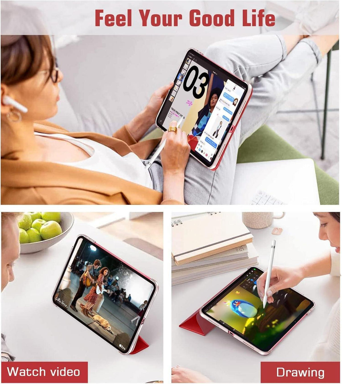 iPad 10. Generation 10,9 Zoll Hülle Schlank Smart Case Rot