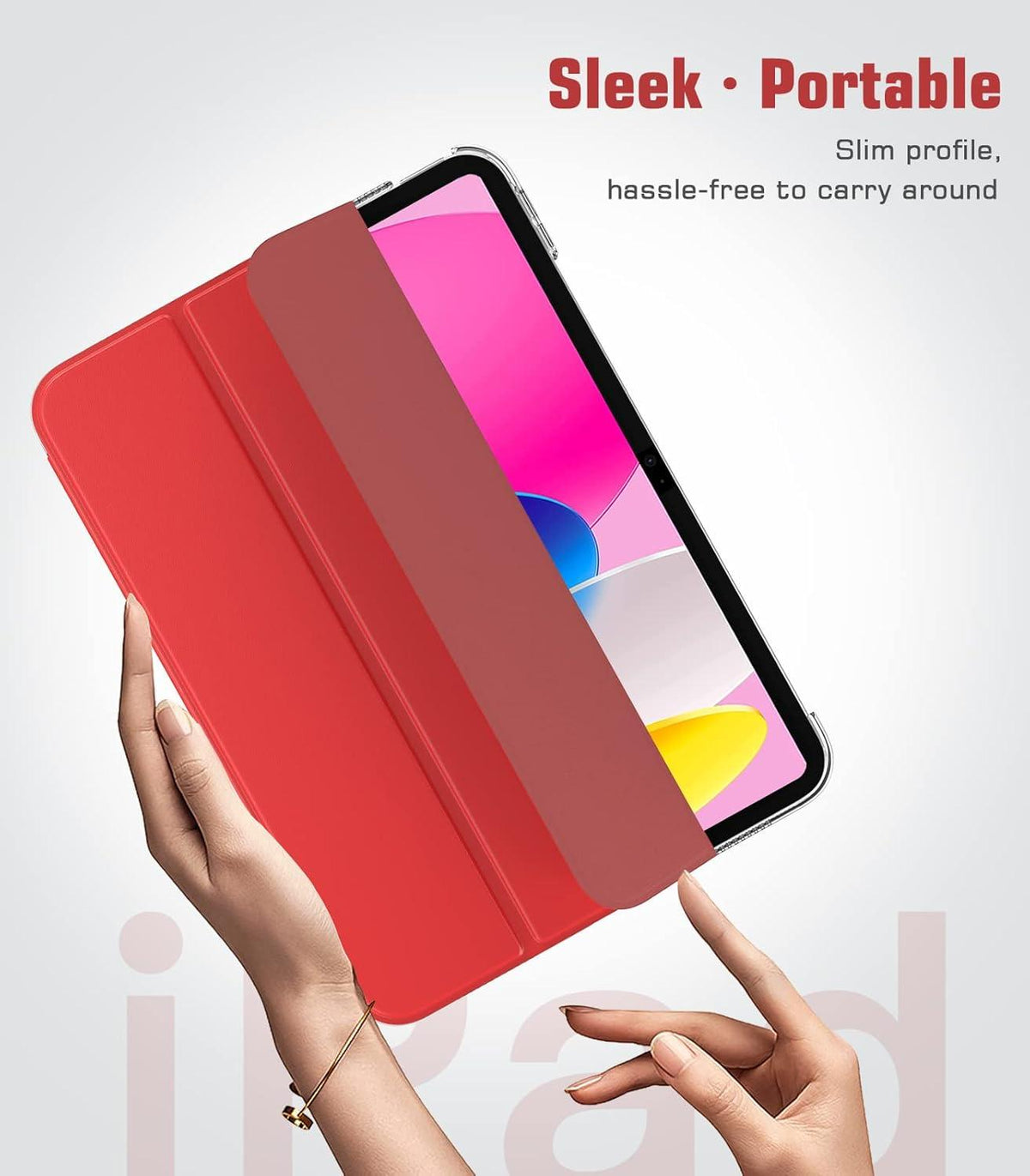 TiMOVO iPad 10.9 Hülle Schlank Smart Case, Rot - Auto Schlaf/Aufwach Funktion - Transparente Rückseite - Schutzhülle Generation 2022