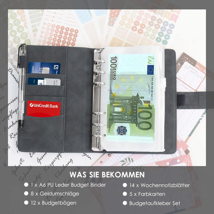 BIROYAL Budget Planner A6 PU Leder Deutsch Startset 12 Duplex Budgetblätter