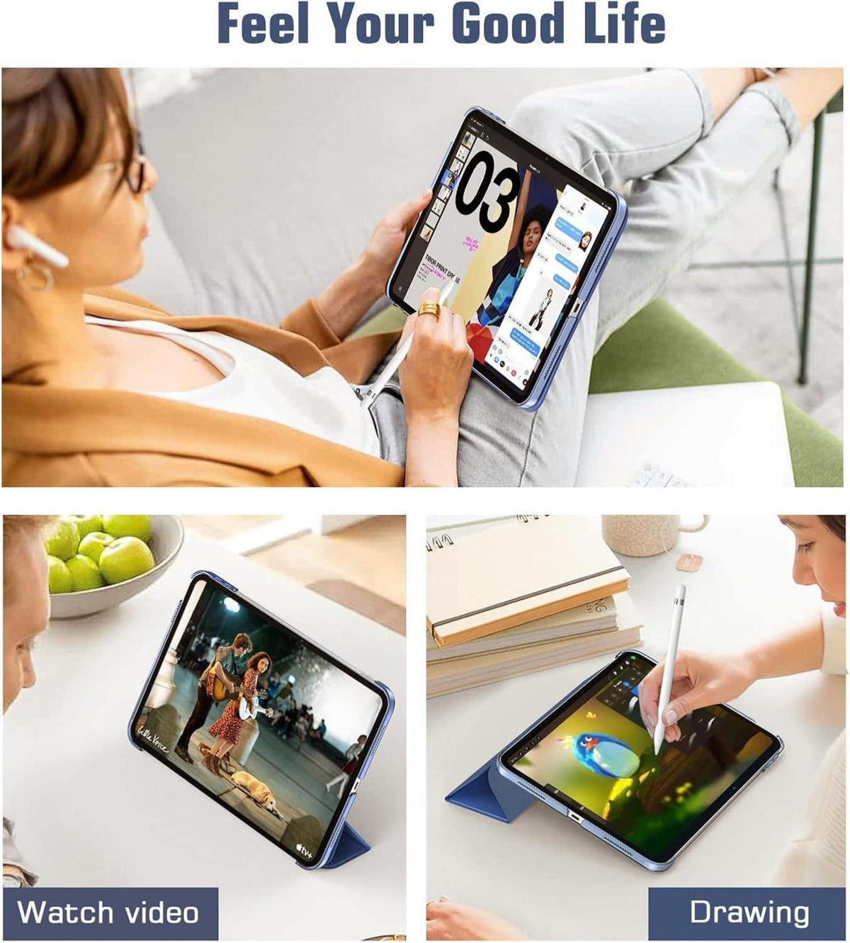 iPad 10.9 Hülle Smart Case Cover Schlank Auto Schlaf/Aufwach Grau