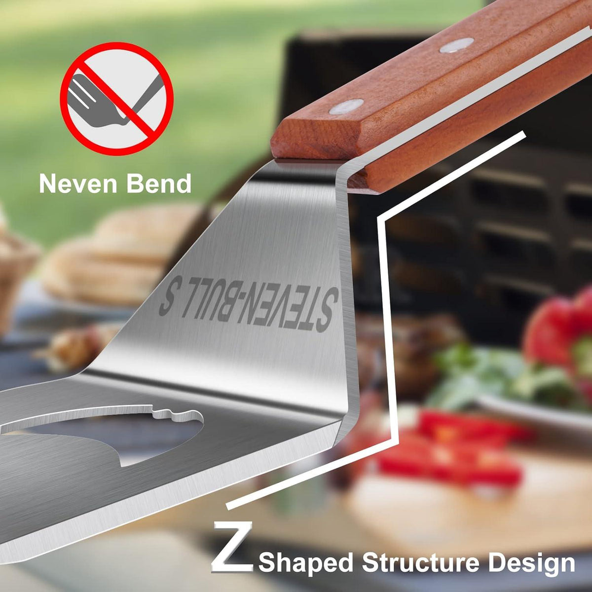 7-in-1 Grillspatel Set für Outdoor BBQ - Edelstahl