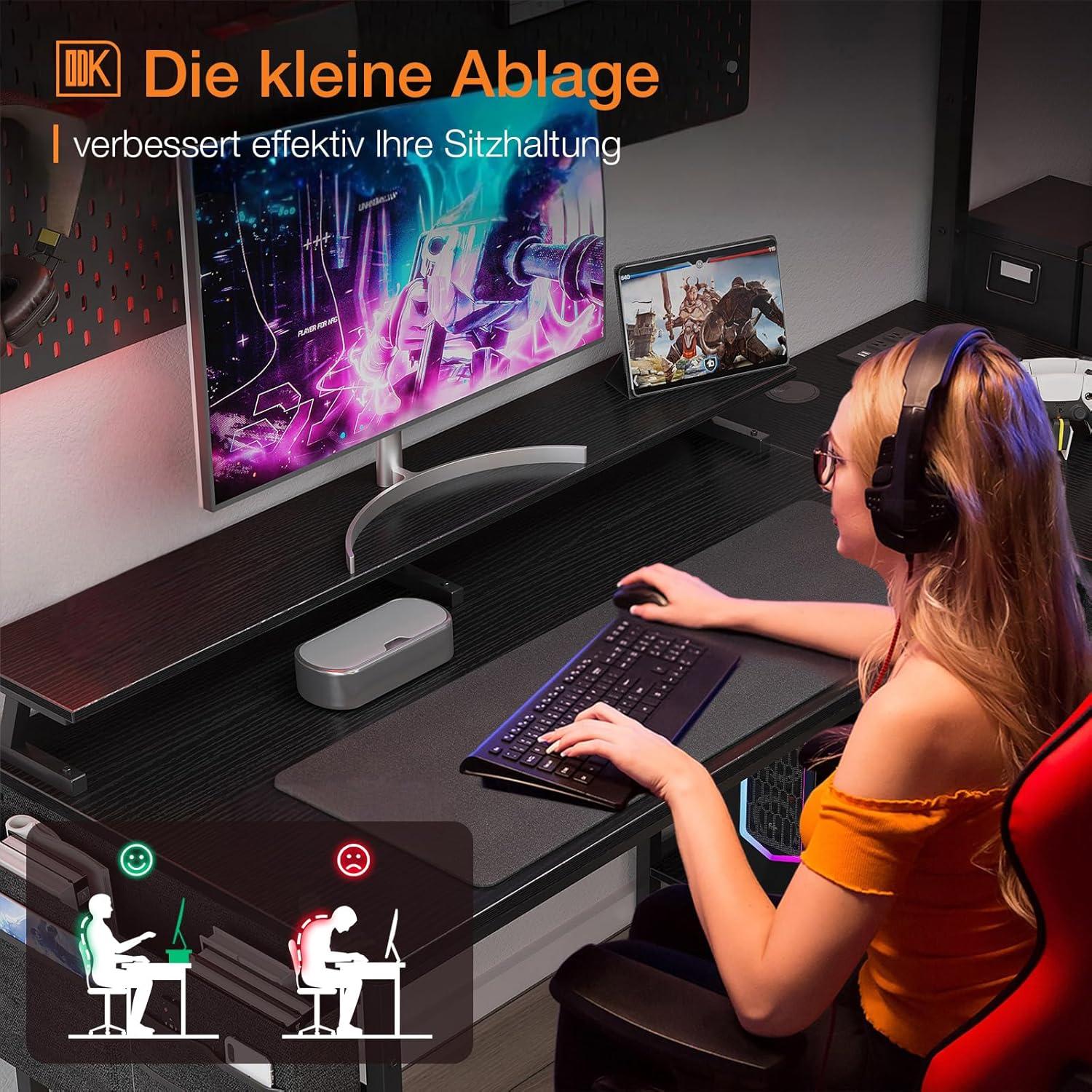 ODK L-förmiger Eckschreibtisch mit Monitorständer, 4