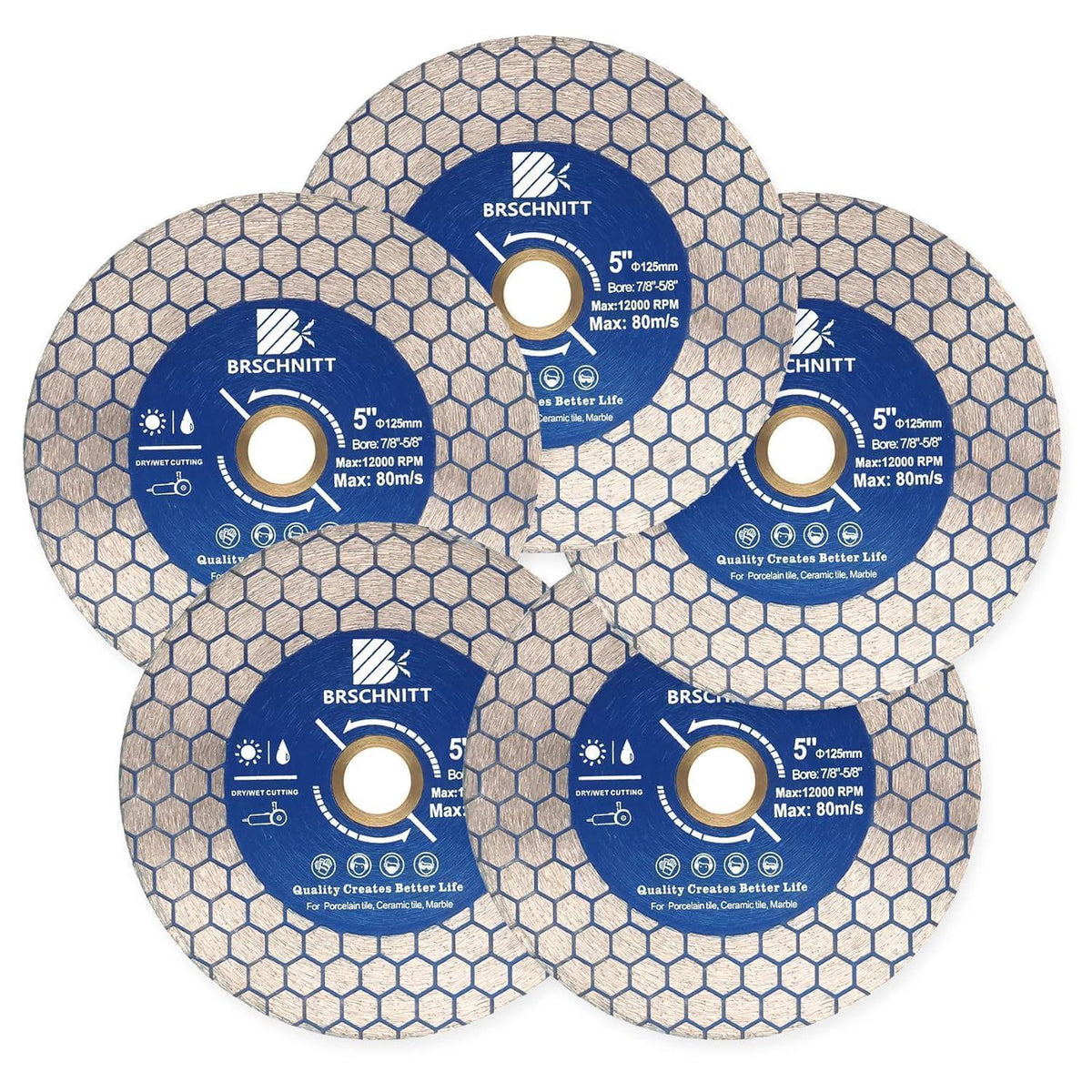 Diamant Trennscheibe 125mm doppelseitig, 5 Stück