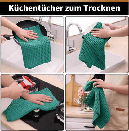 Moosfor Microfasertücher 4er-Set Saugfähige Küchentücher Grün 40x70cm
