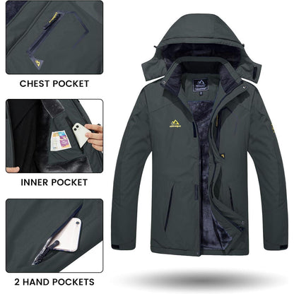 Herren Winterjacke wasserdicht & winddicht mit Fleece-Futter