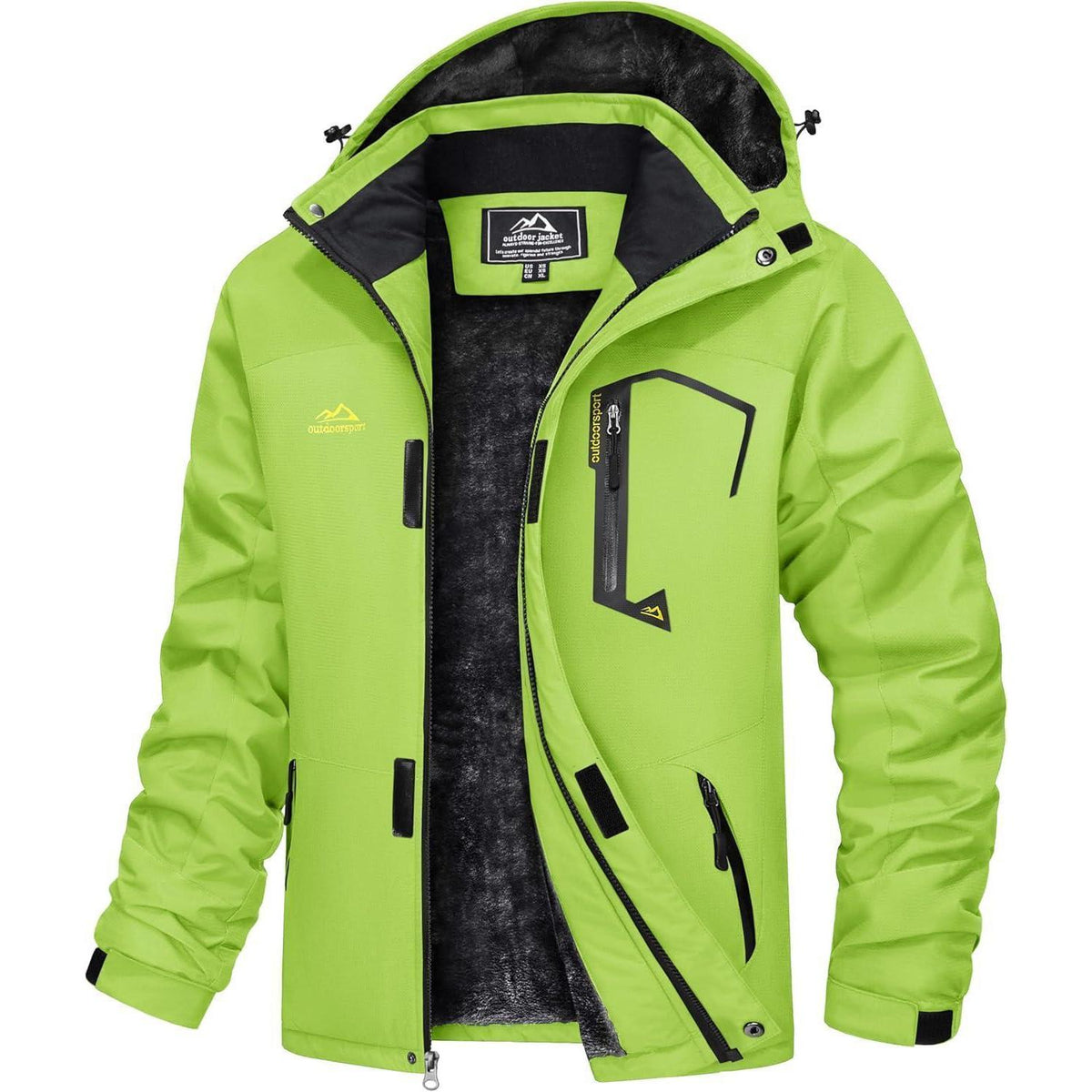 Herren Winterjacke wasserdicht winddicht warm Neongrün 3XL