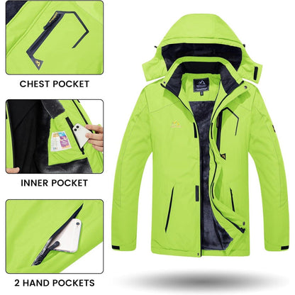 Herren Winterjacke wasserdicht winddicht warm Neongrün 3XL