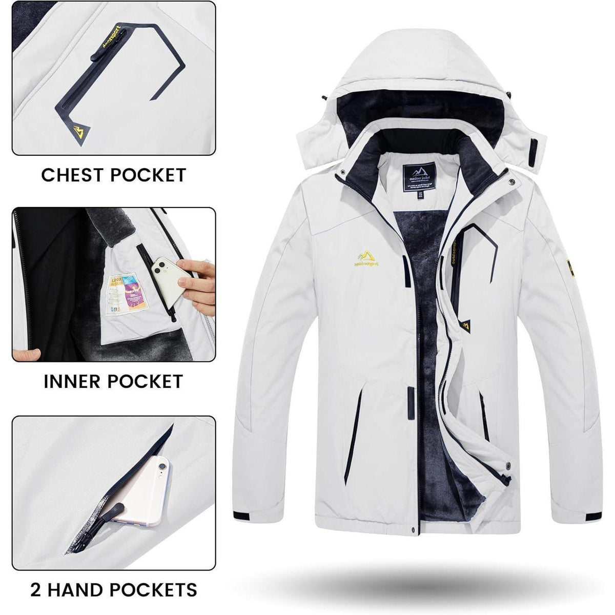 Herren Winterjacke wasserdicht & winddicht mit Fleece-Futter