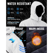 Herren Winterjacke wasserdicht warm gefüttert mit Kapuze 3XL Weiß