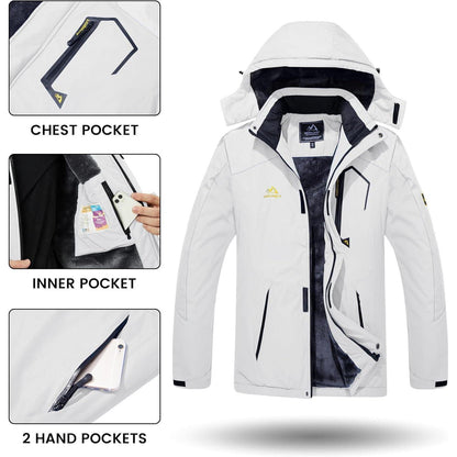 Herren Winterjacke wasserdicht warm gefüttert mit Kapuze 3XL Weiß