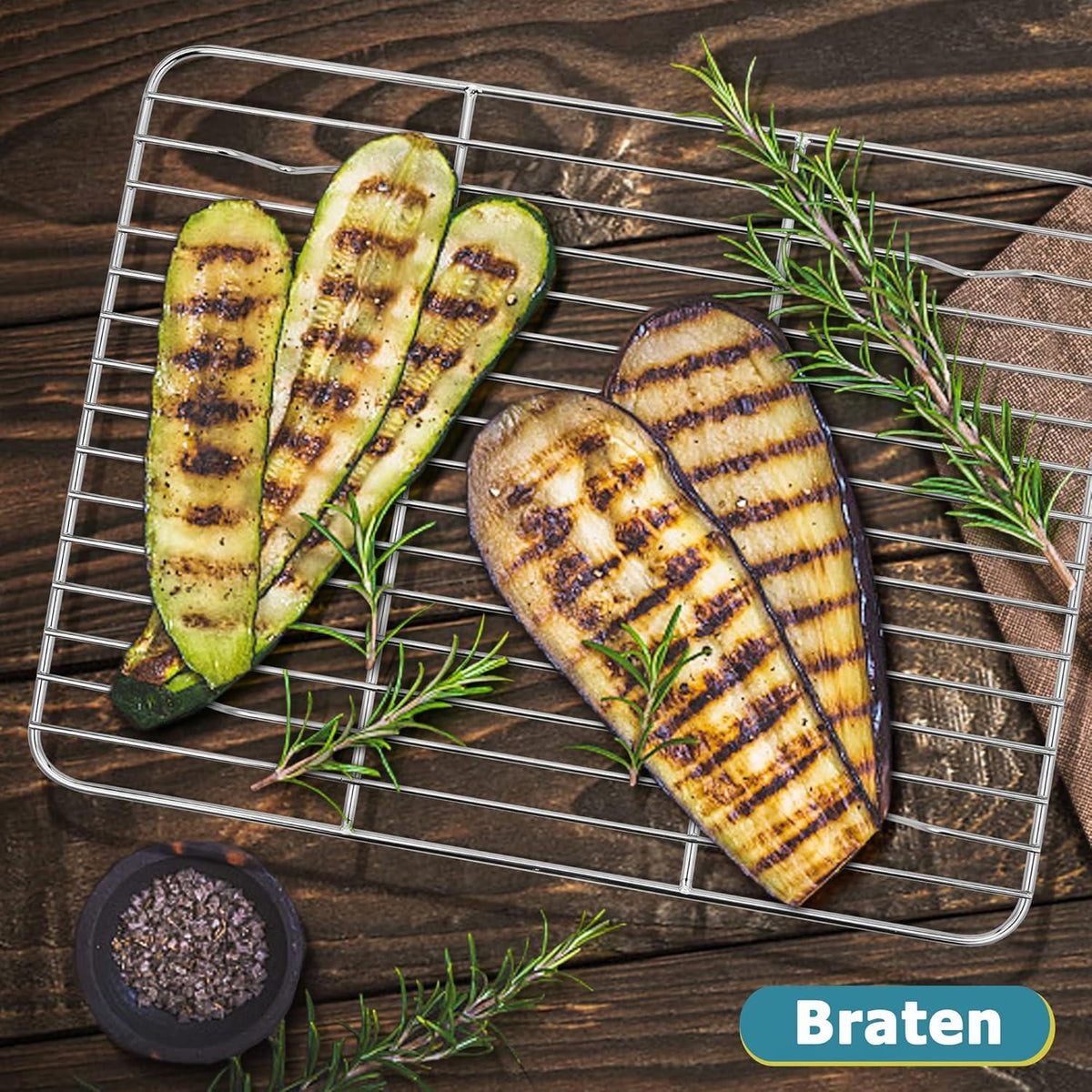 Edelstahl Abkühlgitter 2er-Set 29,5x23x1,5cm Backofen Grillen Kühlen