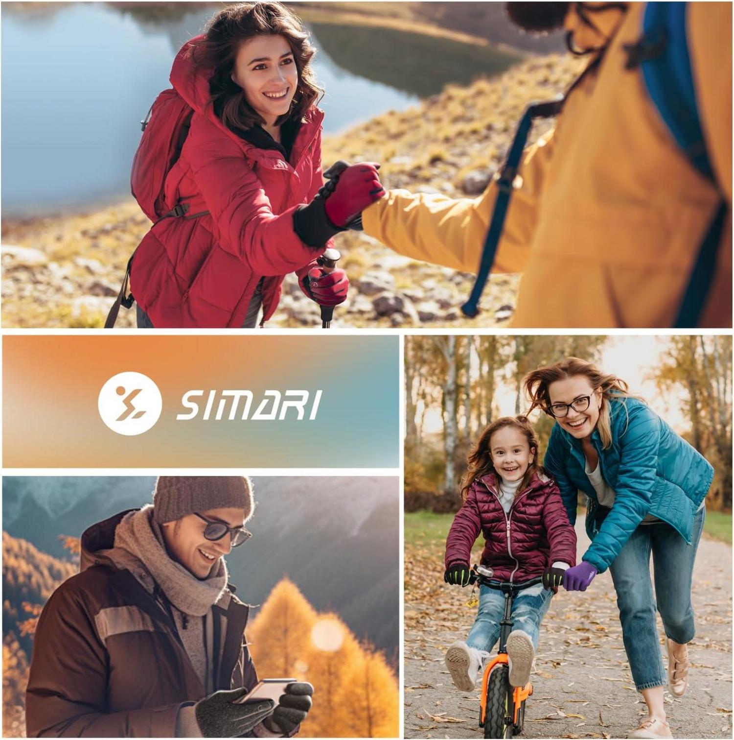 SIMARI Winter Thermo-Handschuhe Damen Herren Touchscreen Winddicht Anti-Rutsch