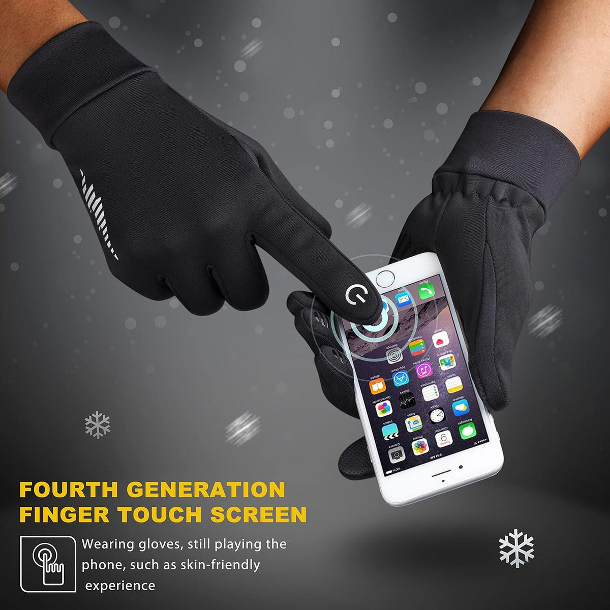 Winter Thermo-Handschuhe Touchscreen Anti-Rutsch Winddicht Schwarz