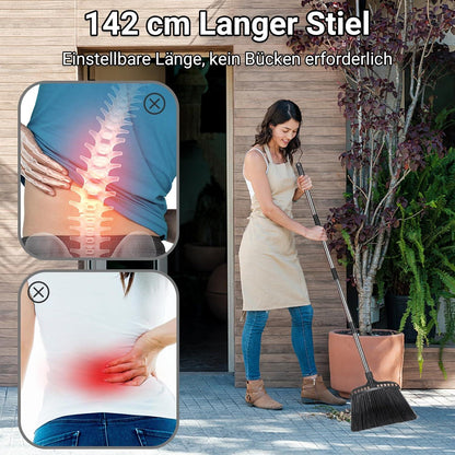 Professioneller Straßen- und Gartenbesen 140cm Griff Schwarz