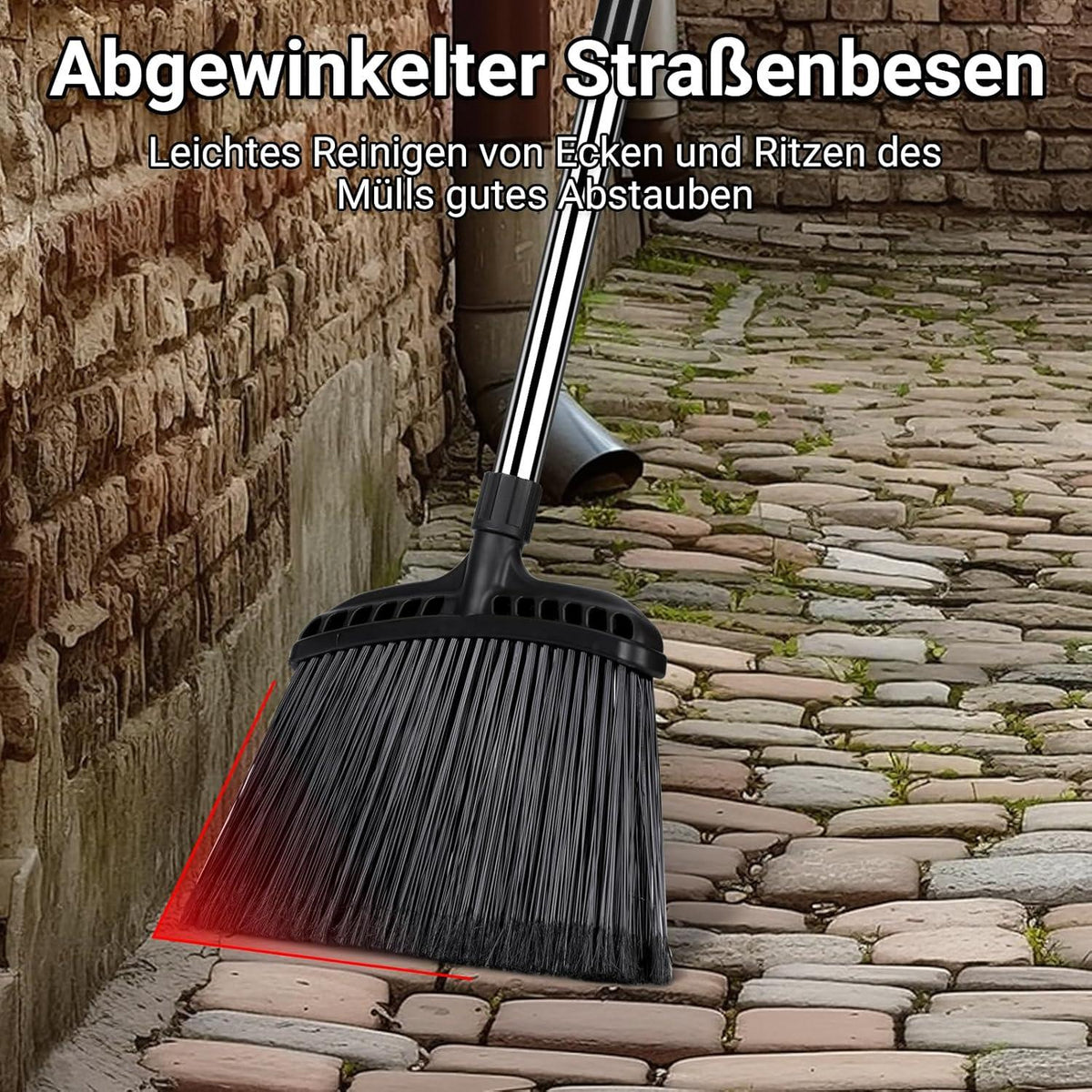 Besen mit Stiel 140cm, professionell - strapazierfähige Borsten, Innen