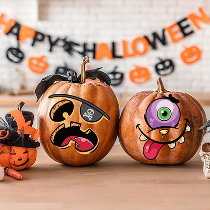 Halloween Kürbis Ausdruck Aufkleber 10 Stück für Kinder