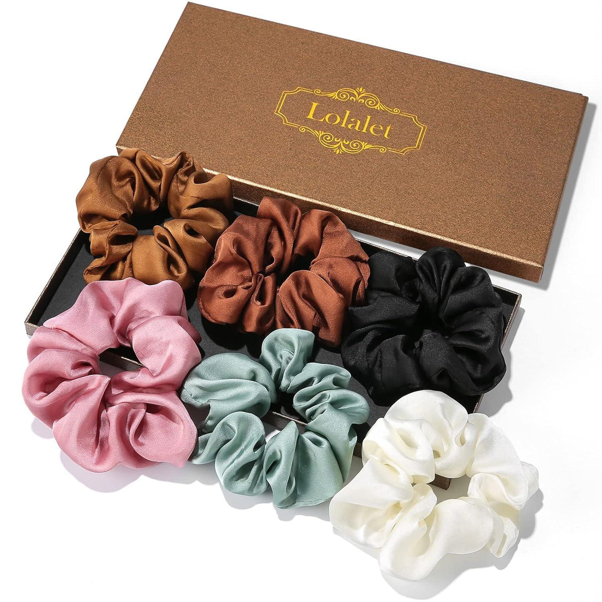 6er Set Seidige Satin Scrunchies für Damen - 6 Farben
