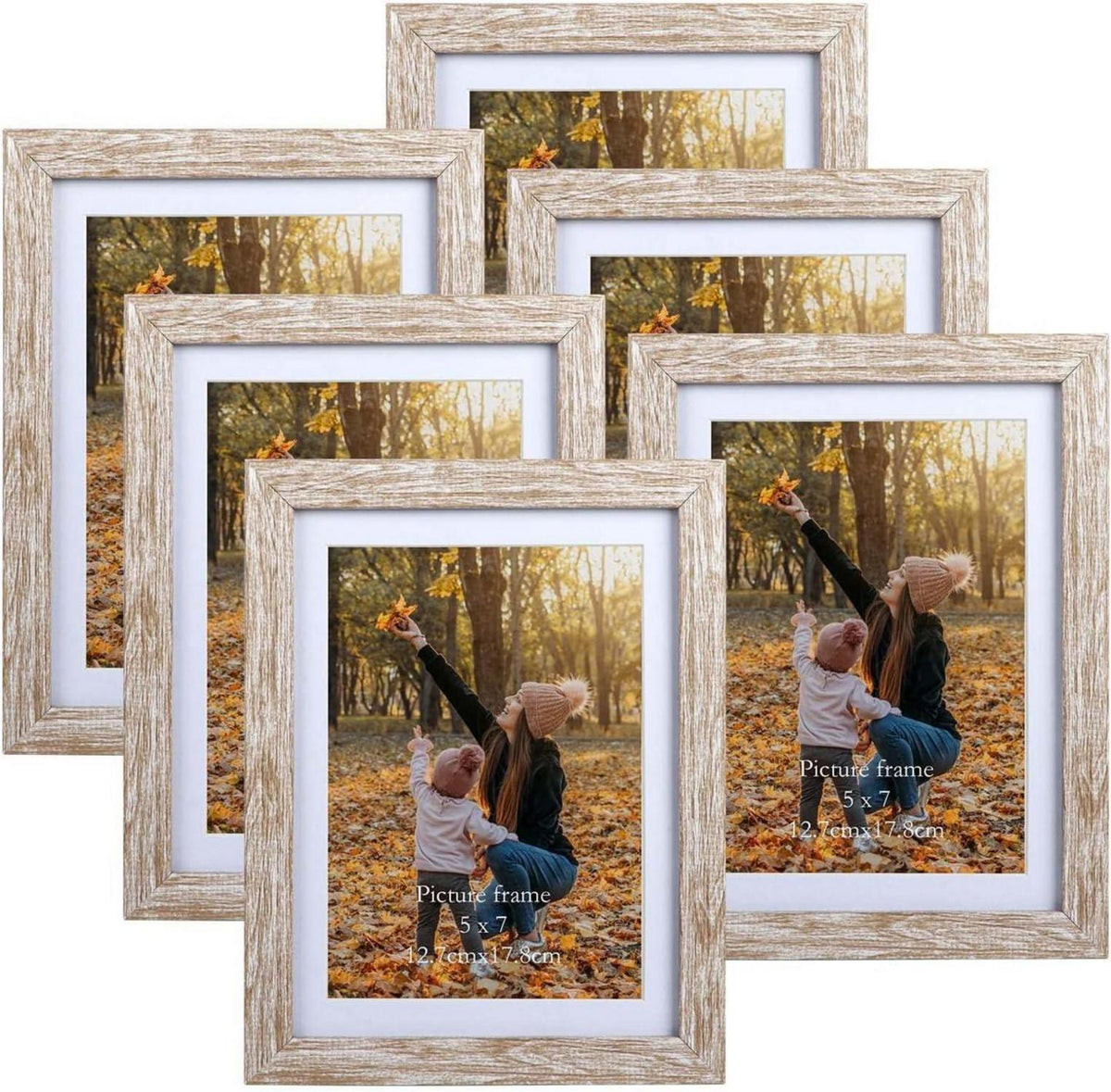 6er Set Natur Bilderrahmen 13x18cm für Fotos mit und ohne