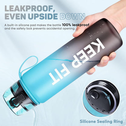 FULDENT Trinkflasche 1L Sport Wasserflasche BPA Frei Blau