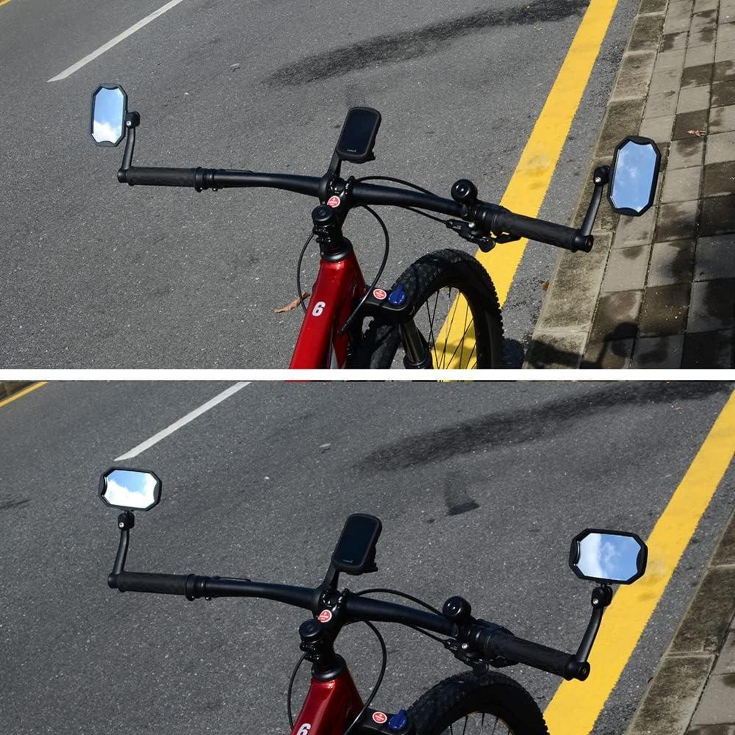 Fahrradspiegel blau konvexe Glaslinse blendfrei für Mountainbike PAAR