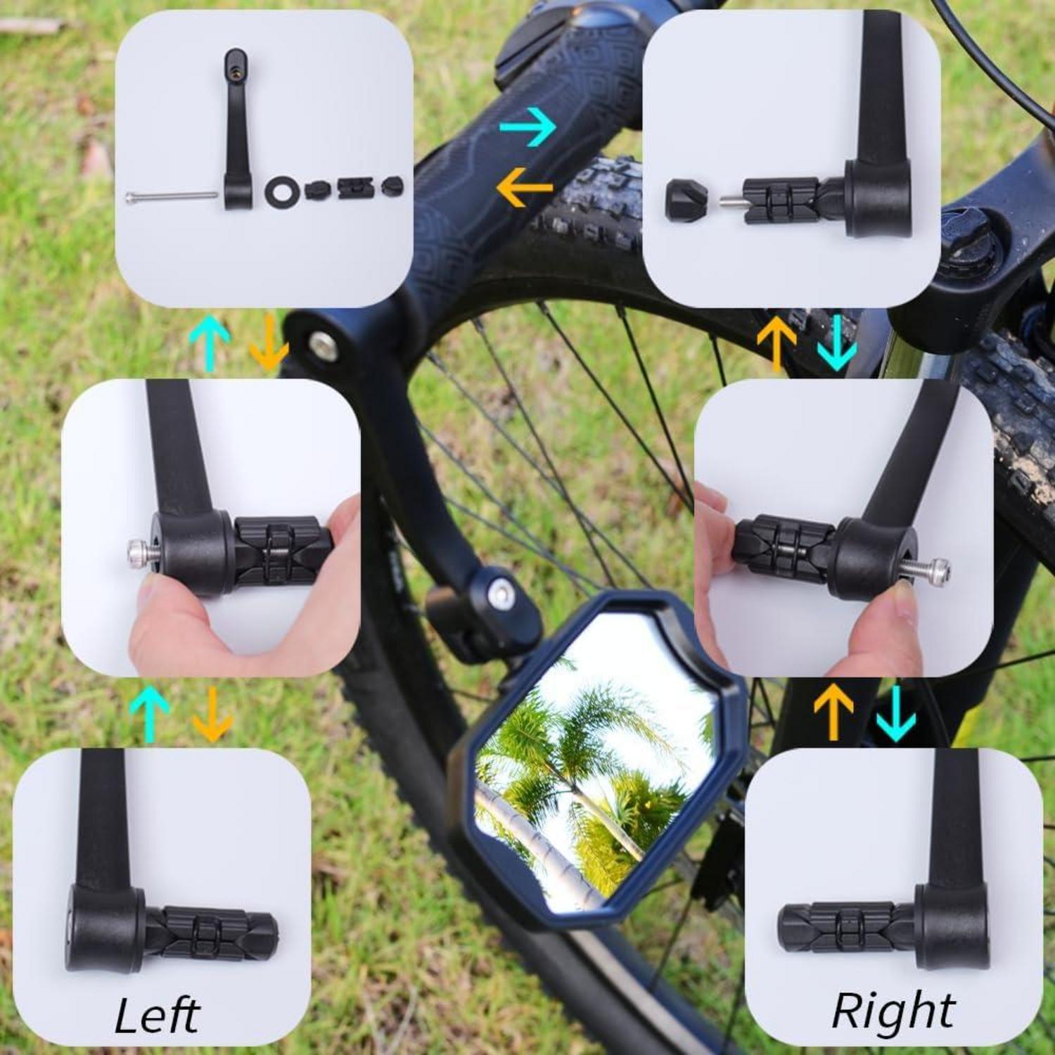 Fahrradspiegel blendfrei blau konvexe Glaslinse flacher Lenker