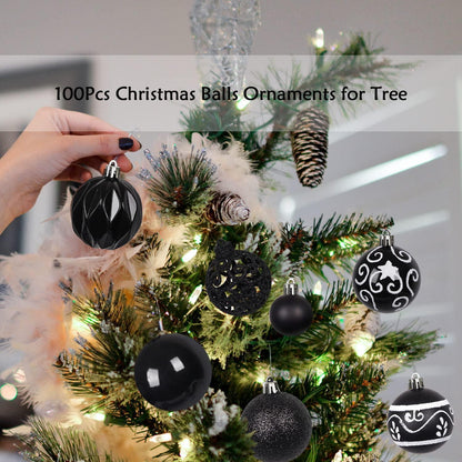 Weihnachtskugeln 100er Set bruchsicher schwarz