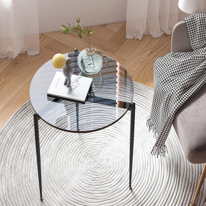 Runder Glas Couchtisch Rauchgrau Ø 50 cm Modernes Design