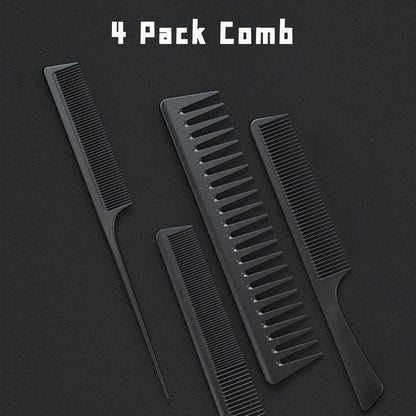 4er Haarkamm Set Kohlefaser Antistatisch Friseur Barber Styling Kit