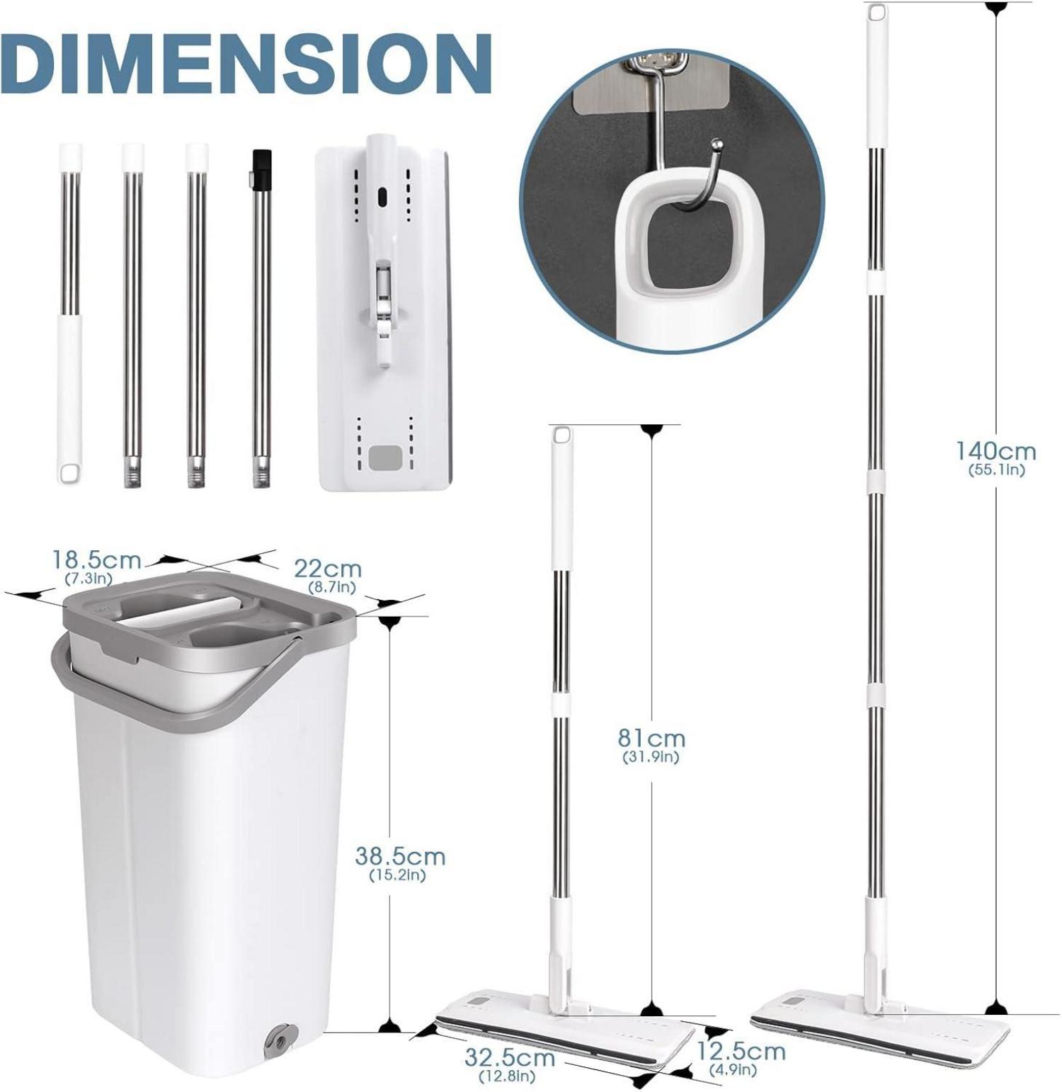 Masthome Wischmopp Set 140cm Griff mit Eimer und 10 Pads